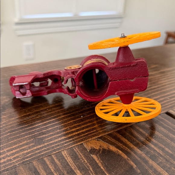 Vintage Red and Gold Toy Fire Pumper Wagon - Picture 4 of 4